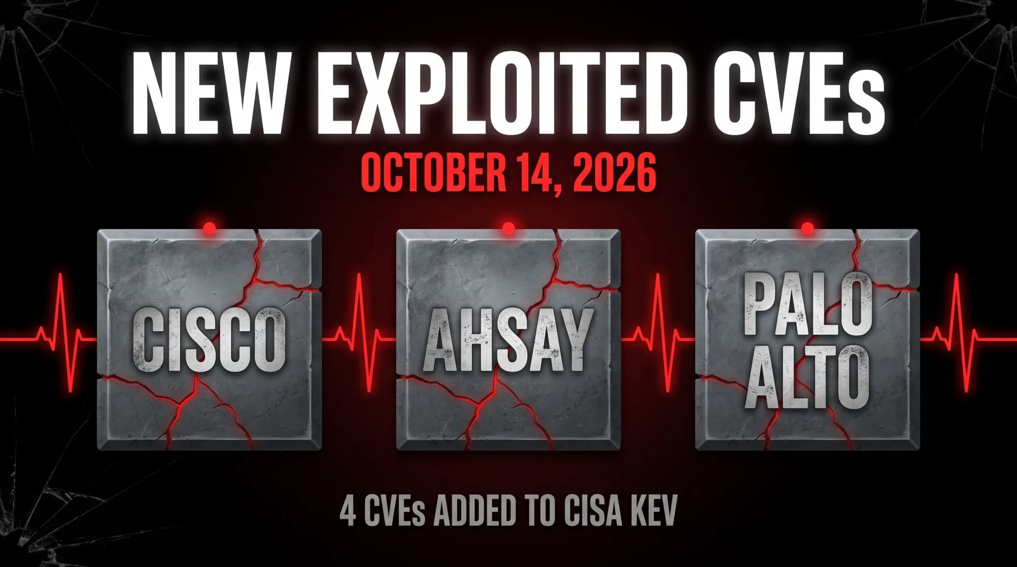 Cisco, Ahsay, and Palo Alto: Four CVEs Added to CISA KEV on October 14, 2026