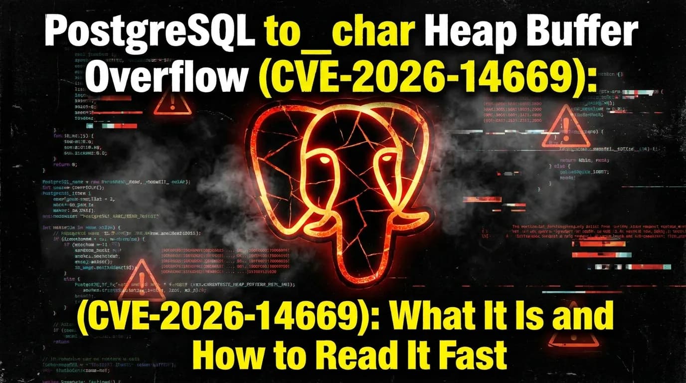PostgreSQL to_char Heap Buffer Overflow (CVE-2026-14669): What It Is and How to Read It Fast